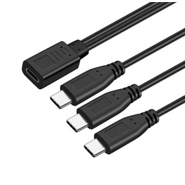 Qaoquda USB C Splitter Charge Cable,1 Feet USB Type C Female to 3 x USB Type C Male Splitter Extension Charging Cable, 3 in 1 Fast Charging Cord(Only for Charging)