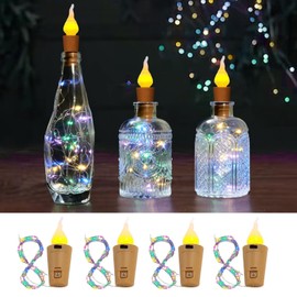 LETOUR Bottle Fairy Lights Cork, Pack of 4 Cork Fairy Lights 2 m / 20 LEDs RGB Fairy Lights Bottles Fairy Lights Bottle Corks Bottle for Wedding Decoration Christmas Decoration