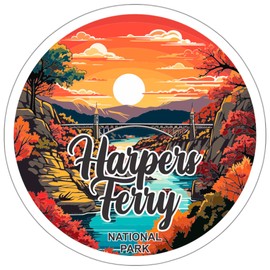Harpers Ferry National Park West Virginia Sticker Travel Weatherproof Souvenir Decal Vinyl Small Waterproof for Water Bottle Mug Passport Notebook Laptop Computer Phone Car Stickers Size 4" ID44990