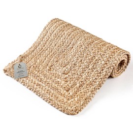 Comfy-co Jute Braided Burlap Table Runner 36 inch Long - Handcrafted Table Runner for Wedding Parties BBQ's Everyday Holidays - 100% Jute 13x36 inches Rustic Vintage Dining Table Runner Natural