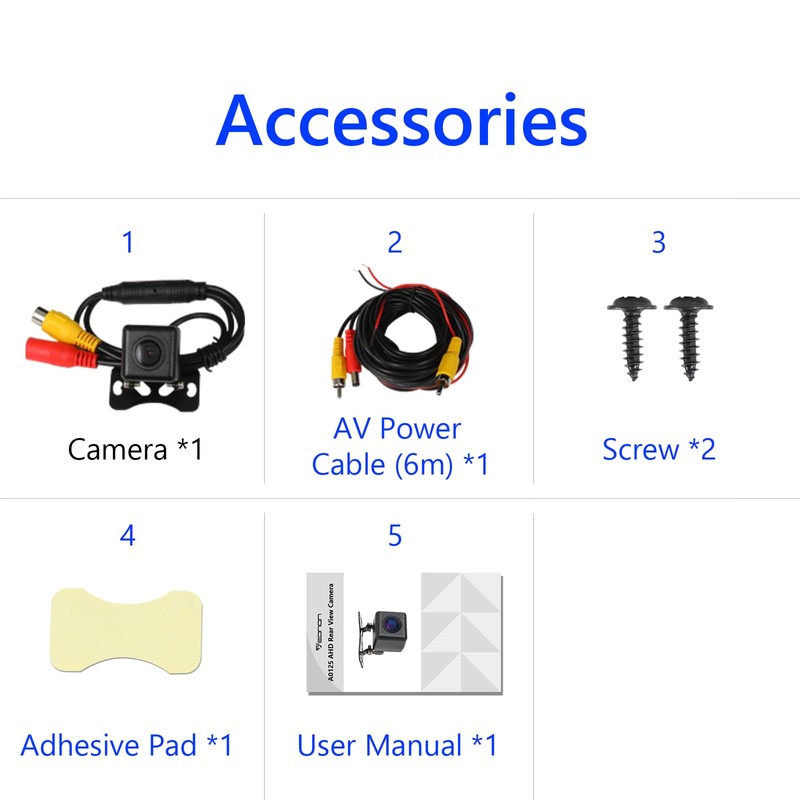 Unifizz A0125 Car Backup Camera Wide Angle 140°- Compatible with