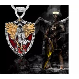 Fashion Jewelry ST MICHAEL ARCHANGEL FAITH CHRISTIAN SPEAR Pendant GERMAN Silver 20" Necklace