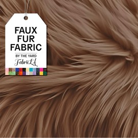 FabricLA Faux Fur Fabric by The Yard - Artificial Craft Fur - 108" X 60" Inch Wide - Fur Fabric for Craft Supply, DIY Furry Plush Projects, Sewing, Decoration, Upholstery, Light Brown, 3 Yard