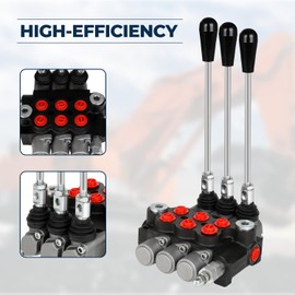 3 Spool 11 GPM Hydraulic Flow Control Valve, 3600 PSI G Ports Adjustable Relief Lever Handle Double Acting Parallel Center Tractor Loader W/Joystick Small Tractors/Tanks Loaders Log Splitters