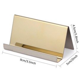 WENLISELL 6Pcs Stainless Steel Business Card Holders, Champagne Gold Business Card Stands, Metal Business Card Display for Desk Office, Desktop
