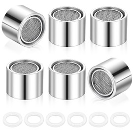 FNANJWQ Faucet Aerator, Kitchen Sink Faucet Aerator Adapter, Sink Faucets Female Thread Replacement Parts Filter with Brass Shell and Gasket for Bathroom (55/64 Inch, 6 Pcs)
