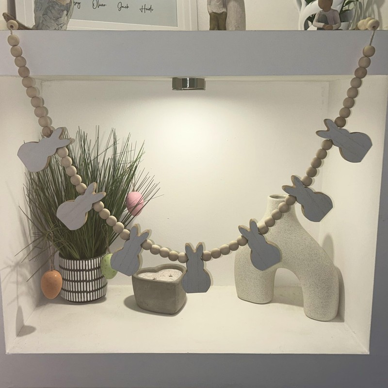 eBoutik - Cute Farmhouse Wooden Easter Bunny Garland Decorative Bunting