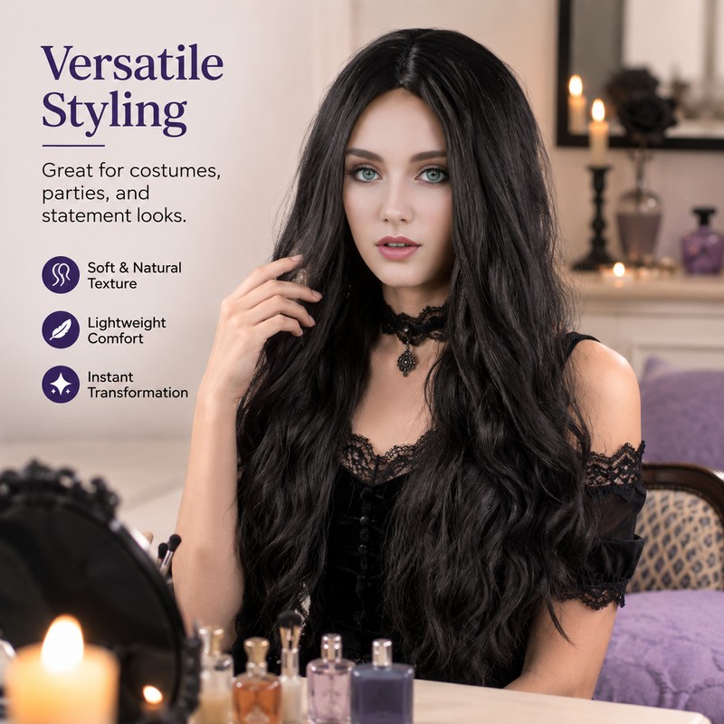 Long Purple Braided Ponytail Wig for Cosplay – Synthetic Clip-On
