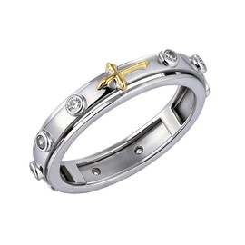 Yorionke Rosary Ring 925 Sterling Silver Cross Anxiety Rings Cross Rosary Jewelry Gifts for Women #7