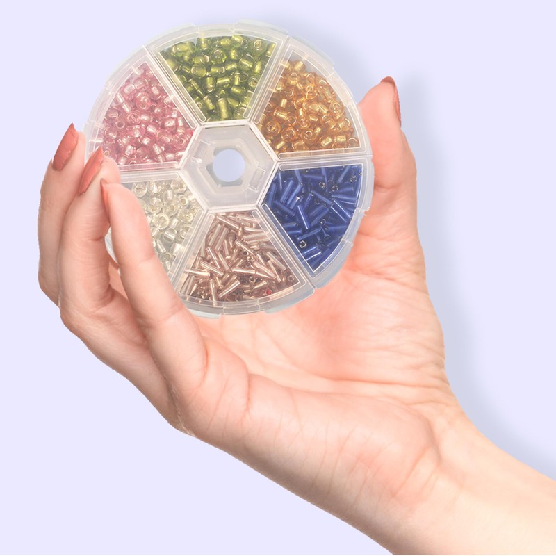 Round Plastic Organizer Box - 3.25" x 0.75" with 6