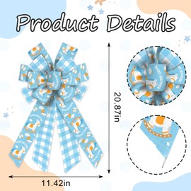 Large Baby Shower Bows for Wreath Baby Boy Blue Wreath Bows Gender Reveal Decorations Burlap Bows, Blue Ribbon Bows Tree Topper Bows for Birthday Home Indoor Outdoor Decor Wreath Ornament Supplies