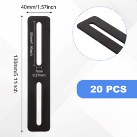 20Pcs 5Inch Flat Mending Plates Heavy Duty Straight Brace Brackets, Support with Slot Steel Strap Straight Repair Plates Brace, Fixing Bracket Connector for Furniture Shelf, Black, Thickness 1/8"