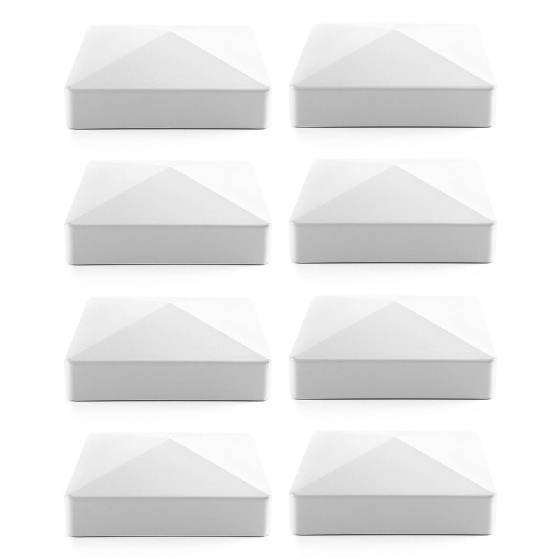 QWORK Vinyl Post Cap, 8 Pack 5" x 5" Vinyl