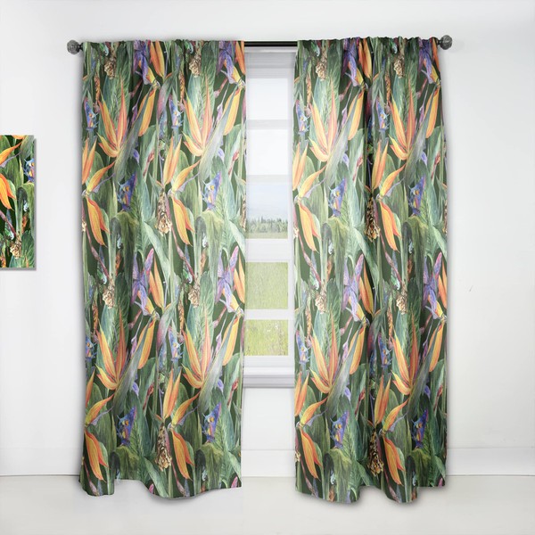 DesignQ Curtains 'Tropical Pattern with Exotic Flowers' Curtains for Bedroom,