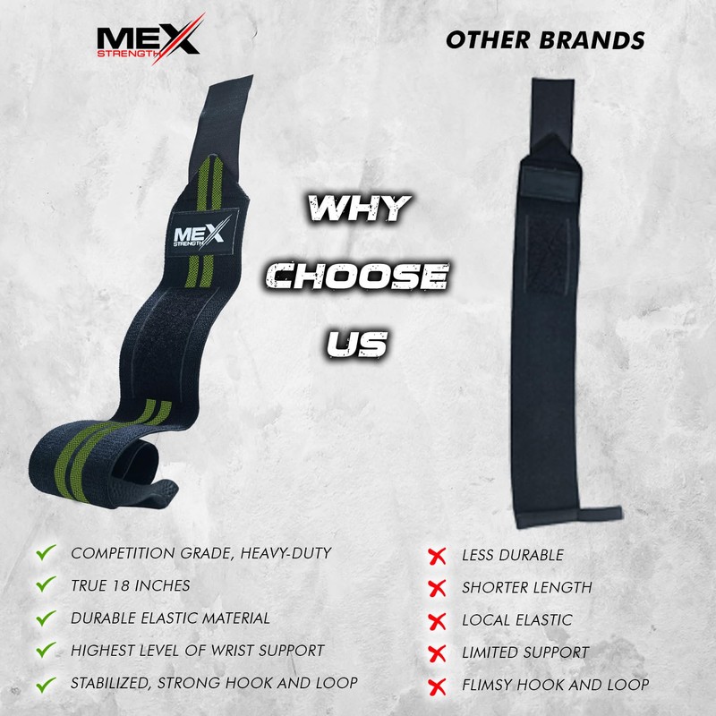 Weightlifting Wrist Wraps, Adjustable Straps (Green)