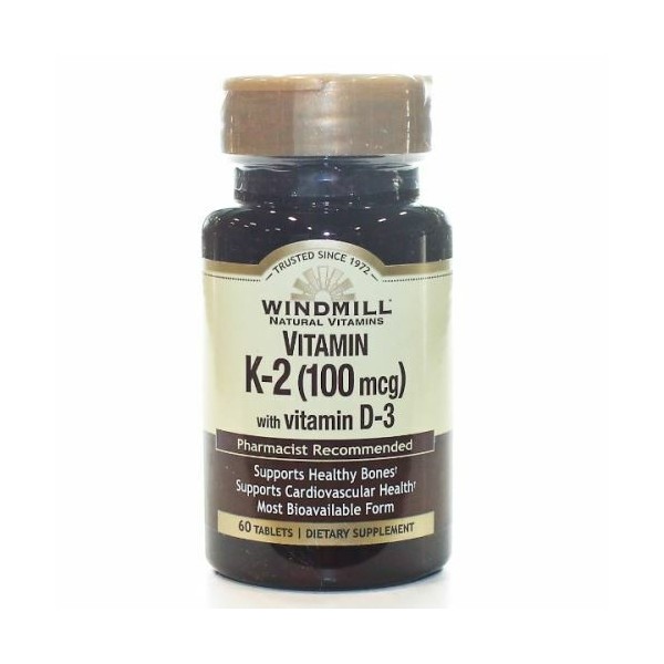 Vitamin K2 with Vitamin D3 60 Tabs  by Windmill Health