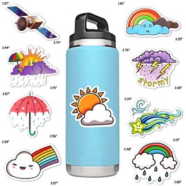 SUSIHI Weather Stickers for Kids Cloud Stickers for Water Bottles Weather Stickers Pack for Laptop (50Pcs)