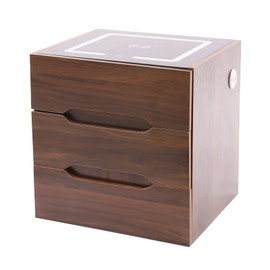 Bedside Cabinet Nightstand Table 3 Drawer Sofa Side Cabinet Night Stand with Wireless Charging Station and LED Light, Bedside Table Drawer Cabinet Storage Nightstand for Bedroom, Living Room, Office