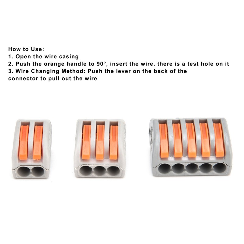 60Pcs Lever Nuts Quick Connect Wire Connector Conductor PCT‑212 ‑
