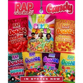 RAP SNACKS CANDY 6 Pack. Bears, Worms, Gumballs, Sour Faces, Puzzle, Dummys