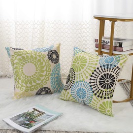 OTOSTAR Cushion Covers 45x45cm Nordic Set of 2 Fashion Cute Patterns Flax Linen Cushion Cover for Sofa Backrest Decorative Pillow Cover Zabuton Cover