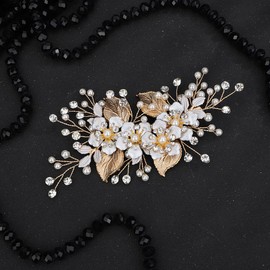 JWICOS Wedding Hair Clip Rhinestone Gold Bridal Hair Comb for Women Wedding Hair Accessories for Brides Bridal Hair Piece Headpiece for Women and Girls (Gold)