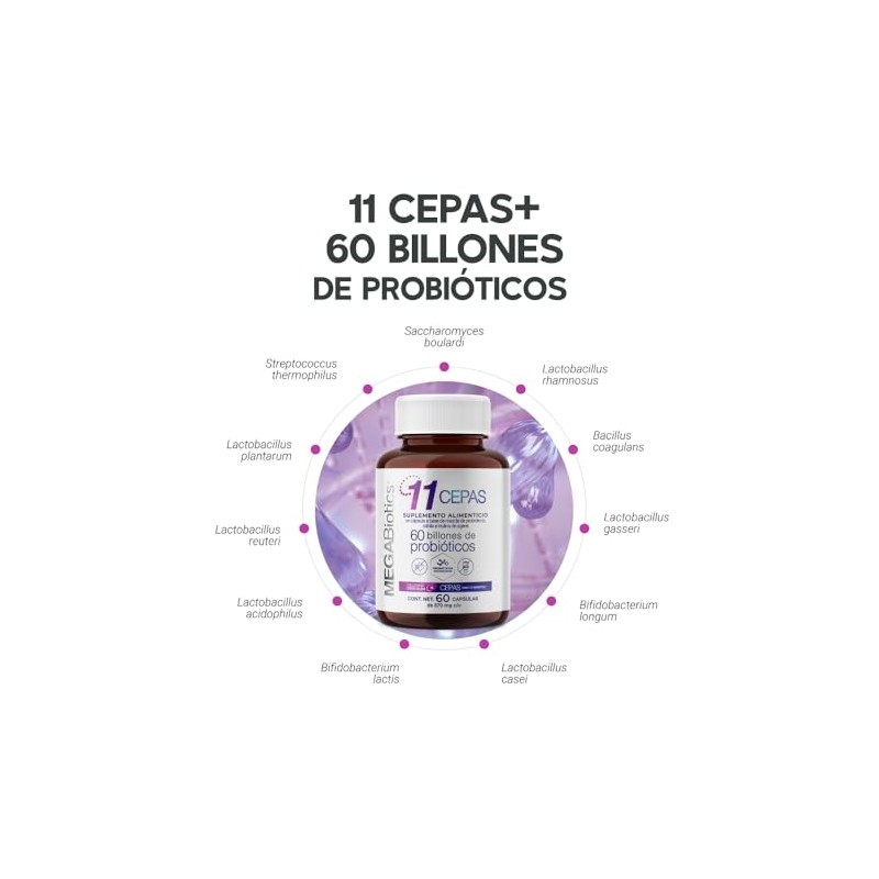 Probiticos 60 Billones y 11 Cepas e Inulina de Agave
