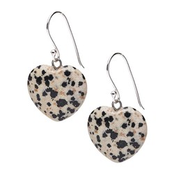 Handgefertigte Ohrringe aus natürlichem Edelstein, 12 mm, Herzform, Sterlingsilber – Liebesherz-Ohrringe, Geschenkideen für Frauen und Mädchen (Dalmatiner-Jaspis)