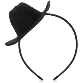 Cowboy Hat Headband Mini Cowgirl Hat Headband Cowgirl Hat Women's Costume Headwear for Women Masquerade Party (Black, One size)