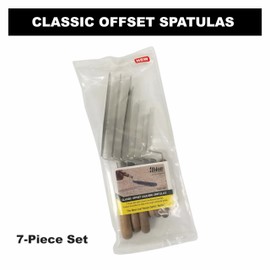 Albion Engineering 1258-G01 7-Piece Classic Offset Caulk Tooling Spatula Set, Stainless Steel with Hardwood Handle