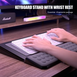 Computer Tilt Keyboard Stand - Acrylic Ergonomic Keyboard Holder for Easy Typing Working, Keyboard Riser with Comfortable Wrist Rest for Keyboard, Office, Home - Fits All Keyboard Sizes