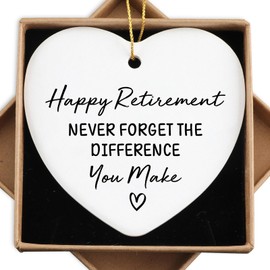 Happy Retirement Gifts Ornament Keepsake Sign Heart Plaque Appreciation Gifts Retirement Gifts for Woman Farewell Going Away Gifts for Women Coworkers Boss Friend