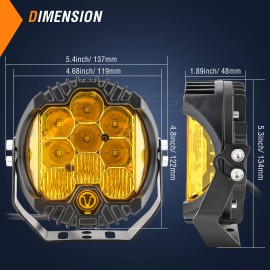 AUTOXBERT Pair 5 INCH LED Side Shooter Pod Spot Flood Lights DRL Amber Fog Driving Lights