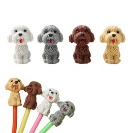 24Pcs Pencil Top Erasers for Kids, Dog Pencil Erasers Toppers Bulk, Cute Cap Erasers for Party Favors Classroom Rewards