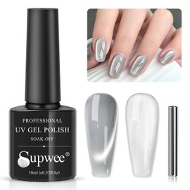 SUPWEE Cat Eye Gel Nail Polish 10ml Moonlight Magnetic Nail Polish Glass Cateye Gel Polish with Magnetic Stick Nail Art Manicure Salon Home DIY