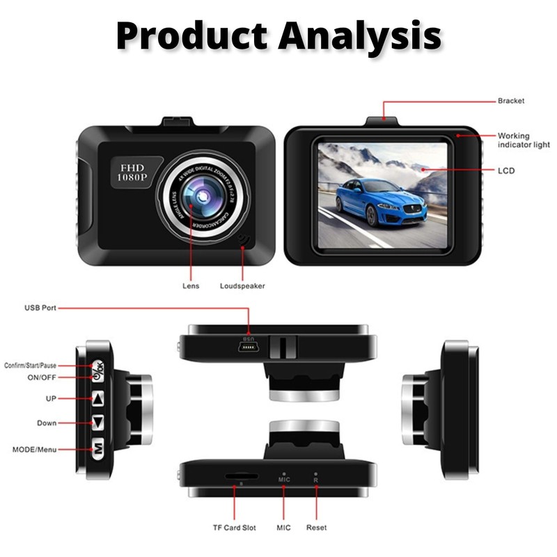 Car DVR Dashcam 1080P Full HD Loop Motion Detection Dashboard