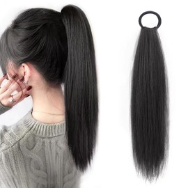 Yokosen Ponytail Wig, Extension, Ponytail, Ring, Rubberized Wig, Extension, Point Wig, Long, Straight 15.7 inches (40 cm), Partial Wig, Twin Tail, Hair Ornament, Natural, Stylish, Easy to Wear