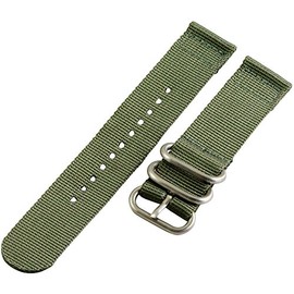 Clockwork Synergy® - 2 Piece Heavy NATO Brushed Steel Nylon Band (22mm, Slate Green)