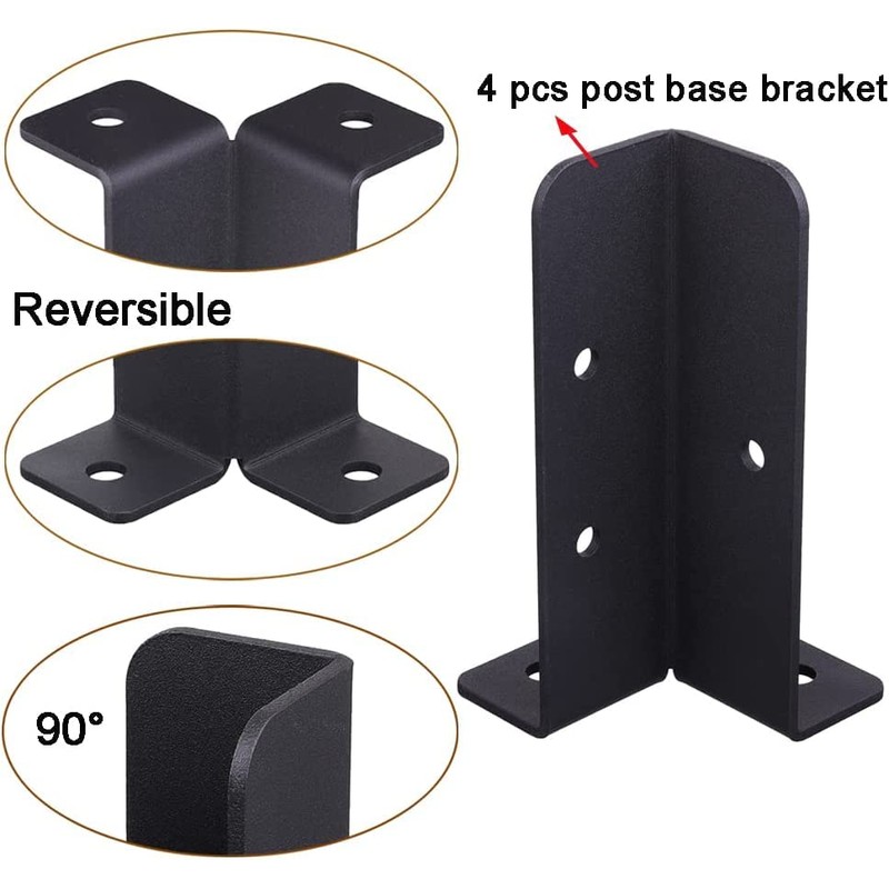 VANROUG 4Pcs Adjustable Wood Fence Pergola Post Base Brackets kit