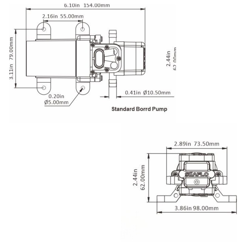 Seaflo 12V 1.2 GPM 35 PSI Water Pressure Diaphragm Pump