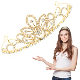 Gold Crown Tiaras, Crystal Princess Crown Headbands, Crystal Headbands for Bridal, Birthday Hair Accessories Princess Decoration, Quinceanera Crown for Wedding Party Prom