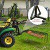 LTSEAME 5FT Durable Pine Straw Rake Steel Spring Landscape Rake