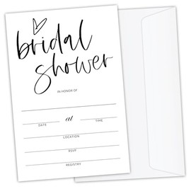 Love is in Bloom Bridal shower invitations, Minimalism Fill In The Blank Wedding Invitation kit, 20 Invitaciones Para Boda With Envelopes, 4" x 6" Bride To Be Invite Cards (W001)
