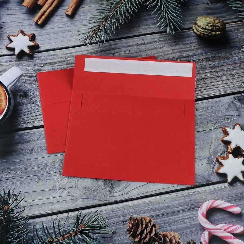 50 Packs of Red 4X6 Envelopes for Invitation, A6 Red
