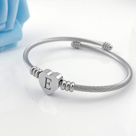 MUERDOU Initial Bracelet for Women Alphabet 26 Letters Bracelet Heart Cable Charm Bracelets Gifts for Her
