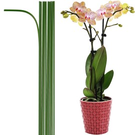 EESC2Y 10-PCs 15-3/4" Plastic Coated Orchid Stakes for Plants Support, Bendable Orchid Support Stakes - Green