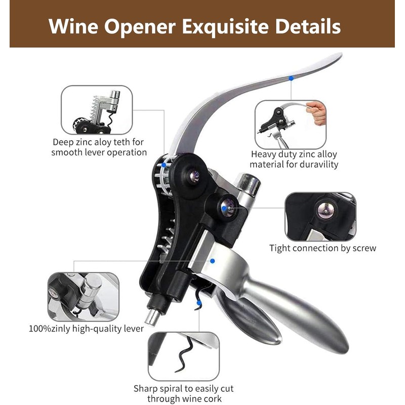 Wine Bottle Opener Gift Set with Wooden Box, Premium Stainless