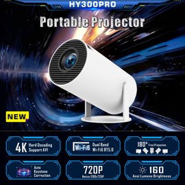 HY300 PRO Smart Projector - Android 11.0, 1280x720P, 160 ANSI Lumens, WiFi6, Dual Band - Ideal for Home Theater, Education & More