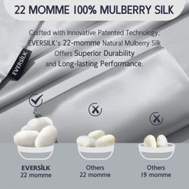 Mulberry Silk Pillowcase for Hair and Skin: 22 Momme Both Sides 100% Pure Silk Pillow Case with Hidden Zipper - Natural Hypoallergenic Pillow Cover for Cooling Sleep 1 Pack 50 x 75 cm Silver Grey