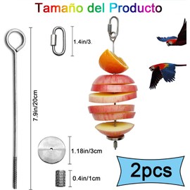 Soporte para Comida de Pájaros, 2 piezas de soporte para comida para pájaros, comedero para pájaros, Soporte para Palitos de Frutas Y Verduras de Loro de Acero Inoxidable, Juguete de Forraje